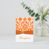 GEDRUCKTE RIBBON Orange Damask Einsteckkarte Begleitkarte (Stehend Vorderseite)