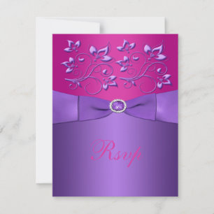 GEDRUCKTE SCHLEIFE Lila Fuchsien Blumen RSVP Karte