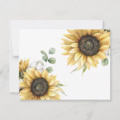 Gedruckte Sonnenblume Eukalyptus Hochzeitseinladun (Rückseite)