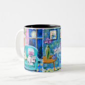 Gedruckte Tasse mit Original handGezeichnet Katzen (Vorderseite Links)