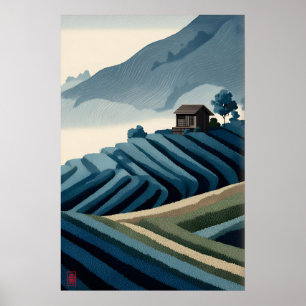 Gedruckte Terrassenfelder - Ruhige Landschaft mit  Poster