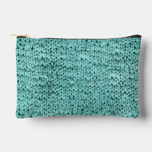 Gedruckte Türkis-Strickmuster-Make-up-Tasche Zubehörtasche