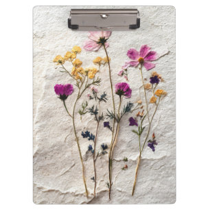 Gedrückte Wildblumen-Botanik-Art-Mappe Klemmbrett