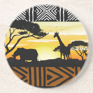 Gedruckter Afrikanischer Safari-Szene-Untersetzer Getränkeuntersetzer