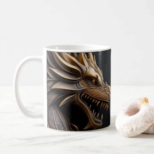 Gedruckter Drache aus 3D-geschliffenem Leder Kaffeetasse (Mit Donut)
