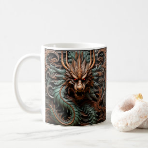 Gedruckter Drache aus 3D-geschliffenem Leder Kaffeetasse