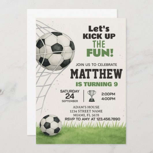 Gedruckter Fußball-Geburtstagsempfang Einladung (Vorne/Hinten)