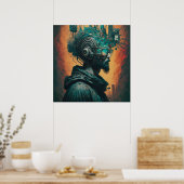 Gedruckter Obdachloser in der modernen elektronisc Poster (Küche)