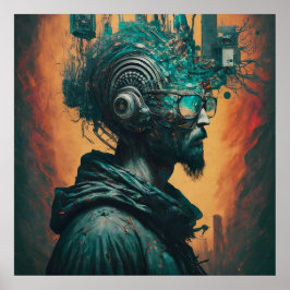 Gedruckter Obdachloser in der modernen elektronisc Poster