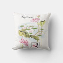 Gedruckter Single Wort Glück mit Wasser-Lilien