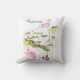 Gedruckter Single Wort Glück mit Wasser-Lilien Kissen