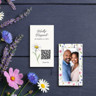 Gedrückter Wildblumen-Botanik-RSVP-QR-Code-Hochzei Begleitkarte