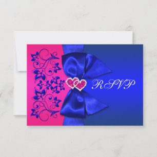 GEDRUCKTES BAND Blaues, rosa florales Hochzeits-RS RSVP Karte