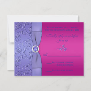 GEDRUCKTES BAND Fuchsia, Florale RSVP-Karte mit Li Einladung