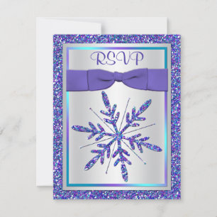 GEDRUCKTES Band Lila Aqua Silber Hochzeit RSVP Einladung