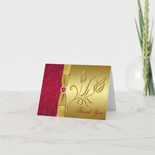GEDRUCKTES BAND Rot, Gold Florales Dankeschön-Kart Dankeskarte