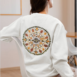 Gedrücktes Blumenmandala l Herbstliche botanische Sweatshirt