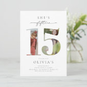 Gedrucktes Foto 15. Geburtstag Einladung (Stehend Vorderseite)