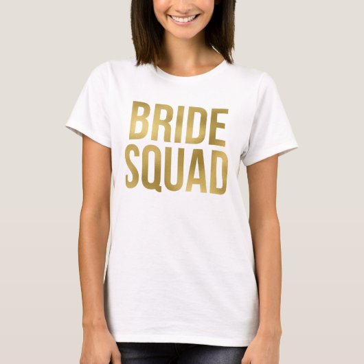 Gedrucktes Gold "Bride Squad" T-Shirt (Vorderseite)