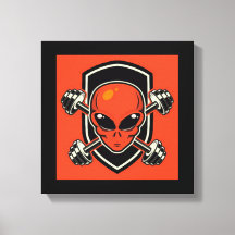 Gedrucktes Leinwandbild Red Alien Gym