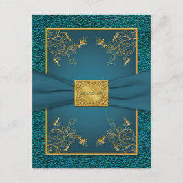 GEDRUCKTES RIBBON-Gold, Aquamarine RSVP-Karte RSVP Karte