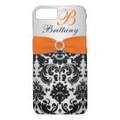 GEDRUCKTES RIBBON Schwarzes Orange Silver Damask i Case-Mate iPhone Hülle (Rückseite)