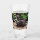 **"Geduld am Wasser: Zwei kleine graue Otters Glas (Rückseite)