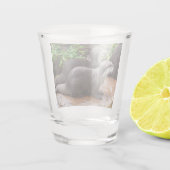 **"Geduld am Wasser: Zwei kleine graue Otters Schnapsglas (Rückseite)