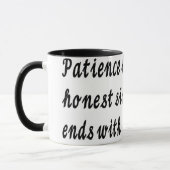 Geduld beginnt und endet mit tasse (Links)