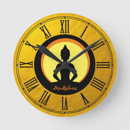 Geduld & Buddha Goldene Meditation / Buddhismus Runde Wanduhr