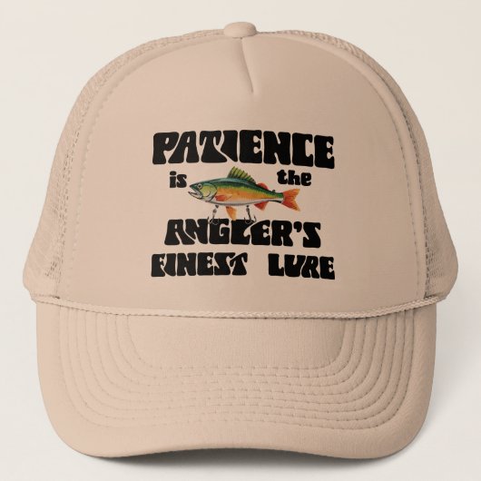 Geduld ist der beste Köder des Anglers Trucker Hut Truckerkappe (Vorderseite)