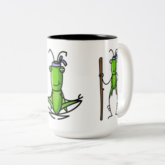 Gedulds-Heuschrecken-Tasse Zweifarbige Tasse (VorderseiteRechts)