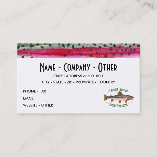 Geeignete Forellenfischerei Visitenkarte (Vorderseite)