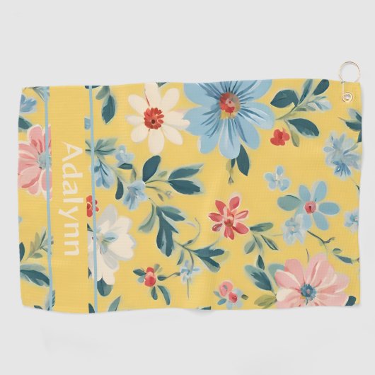 Geeignete Niedliche Retro-Blume für Frauen Golfer Golfhandtuch (Horizontal)