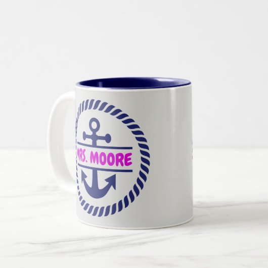 Geeignete personalisierte Bezeichnung nautische Se Zweifarbige Tasse (Vorderseite Links)
