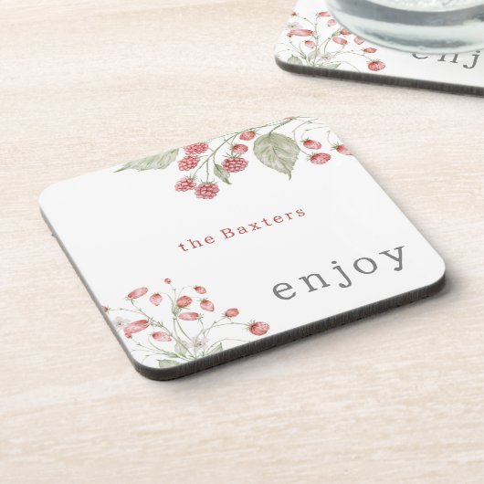 Geeignete rosa Berries geniessen Getränkeuntersetzer (Linke Seite)