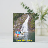 Geeignetes Boot & Wasserfall Postkarte (Stehend Vorderseite)