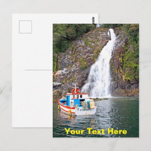 Geeignetes Boot & Wasserfall Postkarte (Vorne/Hinten)