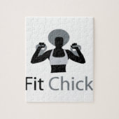 Geeignetes Küken mit dem Afro, der kettlebells Puzzle (Vertikal)