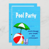 Geeignetes Pool-Party Einladungen (Vorne/Hinten)