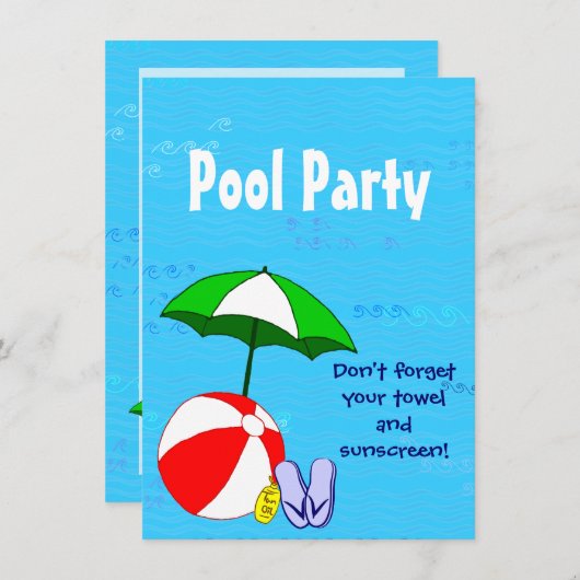 Geeignetes Pool-Party Einladungen (Vorne/Hinten)