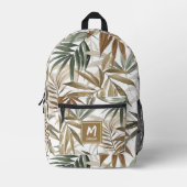 Geeignetes tropisches Leaf-Golden-Holzkohledesign Bedruckter Rucksack (Vorderseite)