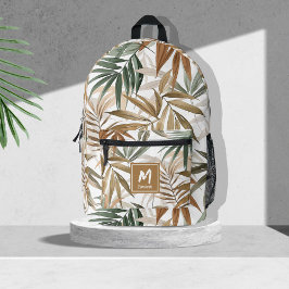Geeignetes tropisches Leaf-Golden-Holzkohledesign Bedruckter Rucksack