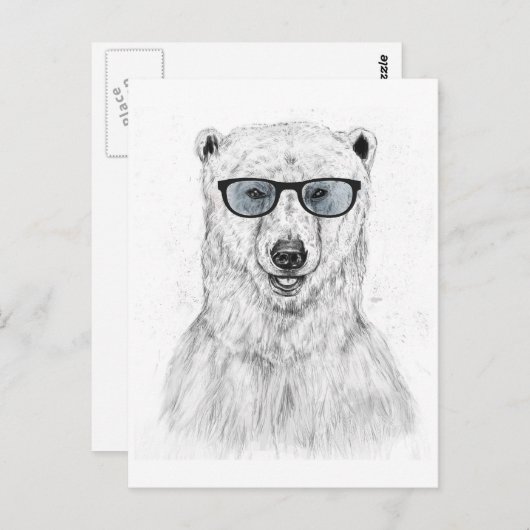 Geek-Bär (blau) Postkarte (Vorne/Hinten)