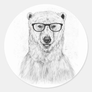 Geek bear runder aufkleber