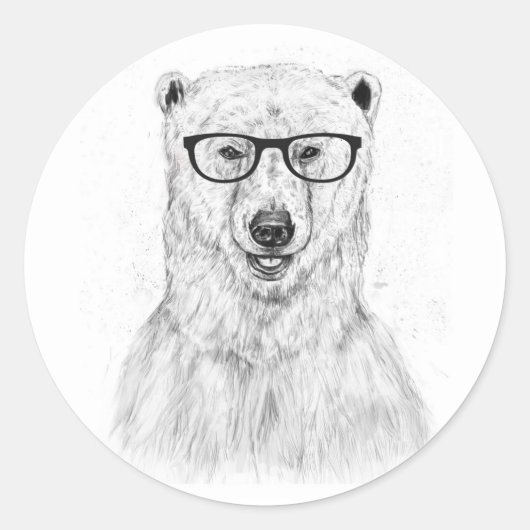 Geek bear runder aufkleber (Vorderseite)