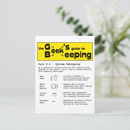 Geek Beekeeping (Debuggen) - Postkarte (Stehend Vorderseite)