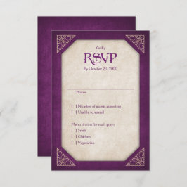 Geek Burgundy Library Book Literary Wedding RSVP Karte