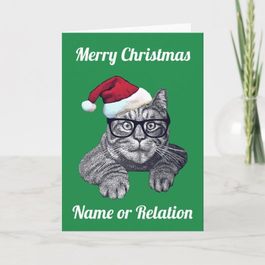 Geek Cat Weihnachtskarte Feiertagskarte (Vorderseite)