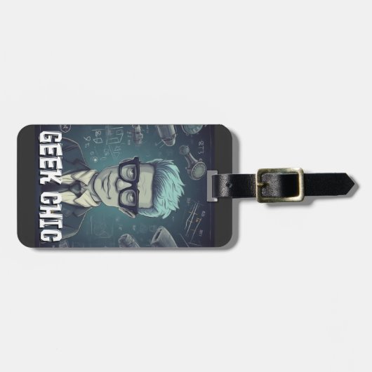Geek Chic AI Generated- Funny Sarcastic Nerdy Geek Gepäckanhänger (Vorderseite horizontal)